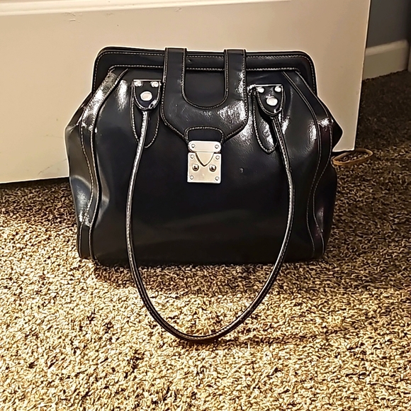 Worthington Designer Shoulderbag w/Double Handle, Navy Blue, Lined, Snap Closure - Picture 10 of 15